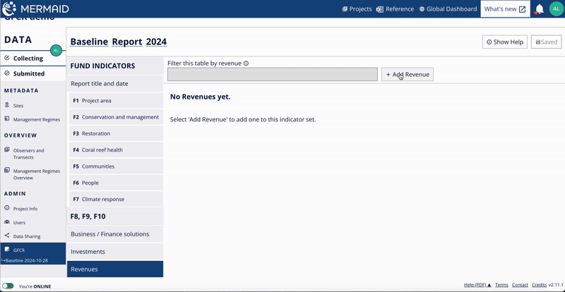 Add each revenue stream disaggregated by type for individual businesses / finance solutions for your GFCR Programme.