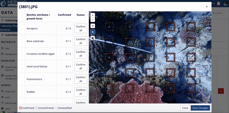 GIF showing how to show and hide the labels for all points.