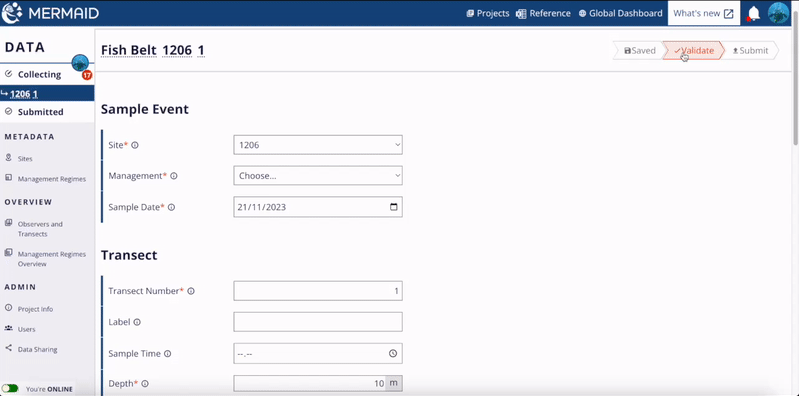 GIF showing some warnings and errors appeared after clicking the Validate button.